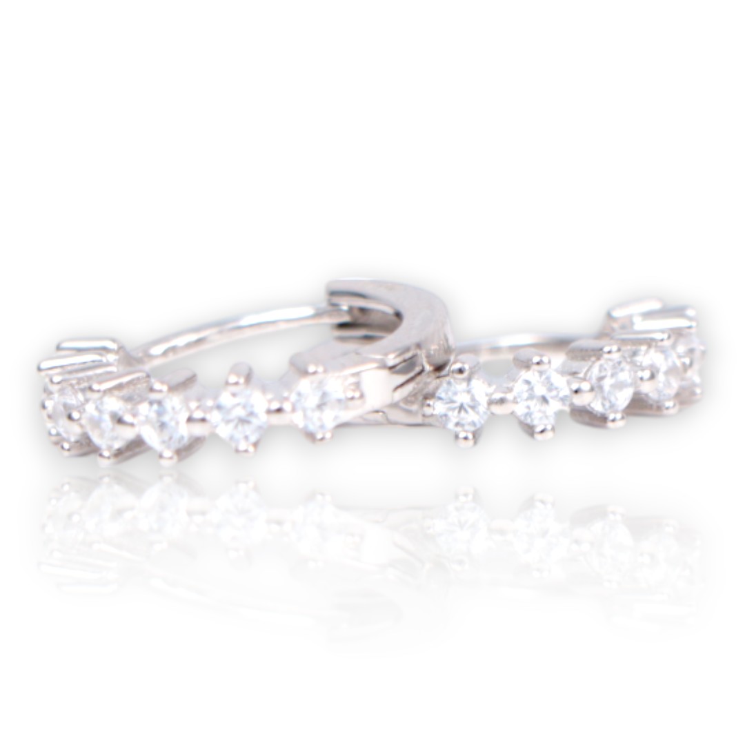 Créoles en argent sterling plaqué or blanc – Cubic Zirconia Sparkling – Image 7