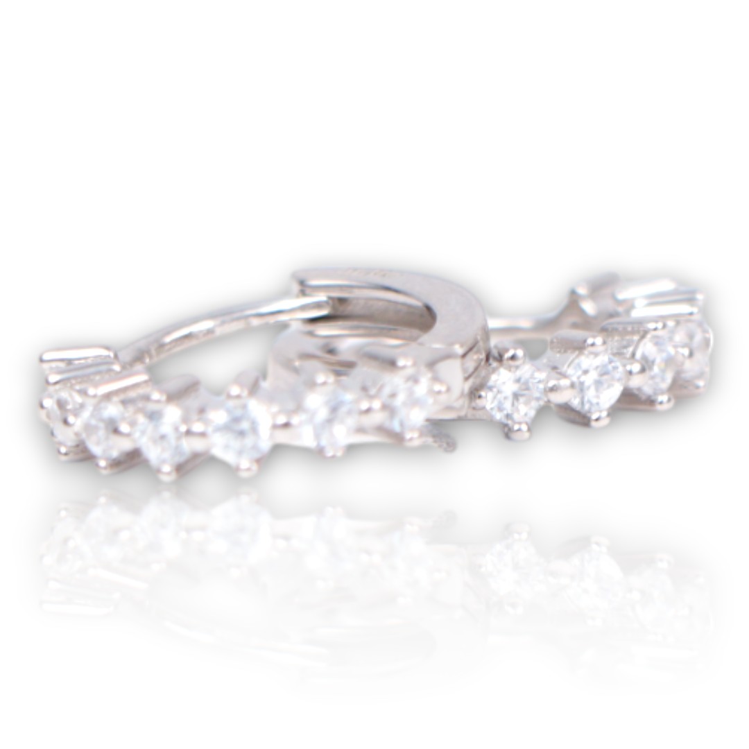 Créoles en argent sterling plaqué or blanc – Cubic Zirconia Sparkling – Image 8