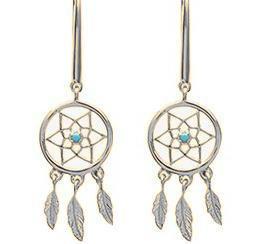 Boucles d'oreilles attrape-rêves en pierre bleue – Argent sterling plaqué or blanc – Image 7