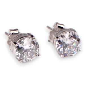 Boucles d'oreilles minimalistes en zirconium cubique plaquées or blanc – Bijoux hypoallergéniques scintillants - Option